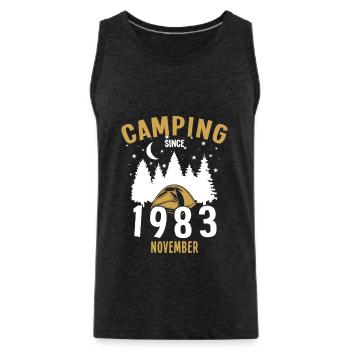 Anniversaire: Camping depuis novembre 1983 Camping - Débardeur bio Premium Homme - charbon - Devant - Alexander (188cm)