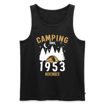 Birthday: Camping since November 1953 Camping - Men's Premium Organic Tank Top - black - Front - Michal (187cm)