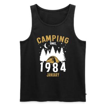 Geburtstag: Camping seit Januar 1984 Zelten - Männer Premium Bio Tank Top - Schwarz - Vorne - Michal (187cm)