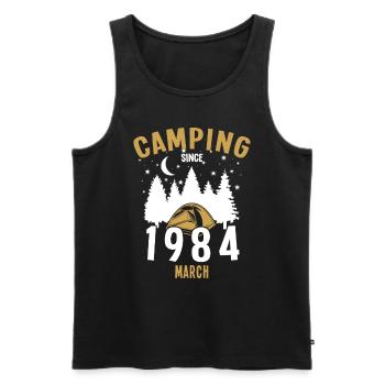 Geburtstag: Camping seit März 1984 Zelten - Männer Premium Bio Tank Top - Schwarz - Vorne - Michal (187cm)