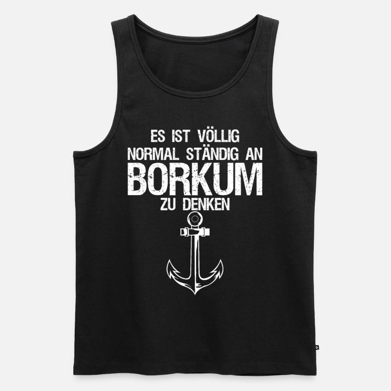 Borkum Urlaub Anker - Männer Premium Bio Tank Top - Schwarz