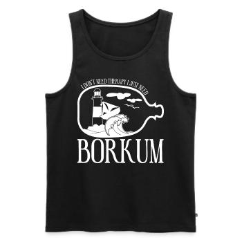 Borkum Therapy - Männer Premium Bio Tank Top - Schwarz - Vorne - AI Model Male 178 light (178cm)
