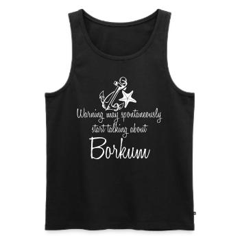 Borkum mit Anker und Seestern - Männer Premium Bio Tank Top - Schwarz - Vorne - AI Model Male 178 light (178cm)
