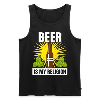Beer is my Religion - Men's Premium Organic Tank Top - black - Front - AI Model Male 178 light (178cm)