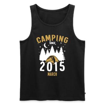 Anniversaire: Camping depuis mars 2015 Camping - Débardeur bio Premium Homme - noir - Devant - AI Model Male 178 light (178cm)