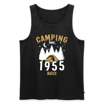 Anniversaire: Camping depuis mars 1955 Camping - Débardeur bio Premium Homme - noir - Devant - AI Model Male 178 light (178cm)