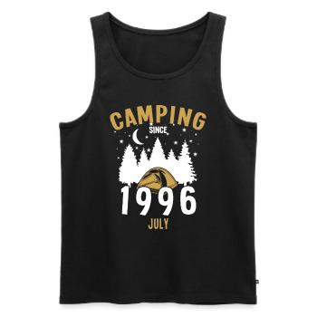 Birthday: Camping since July 1996 Zelten - Men's Premium Organic Tank Top - black - Front - AI Model Male 178 light (178cm)