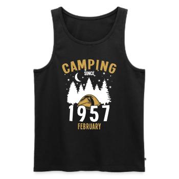 Geburtstag: Camping seit Februar 1957 Zelten - Männer Premium Bio Tank Top - Schwarz - Vorne - Michal (187cm)