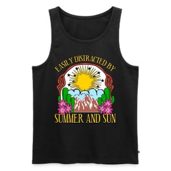 Summer and sun - Men's Premium Organic Tank Top - black - Front - AI Model Male 178 light (178cm)