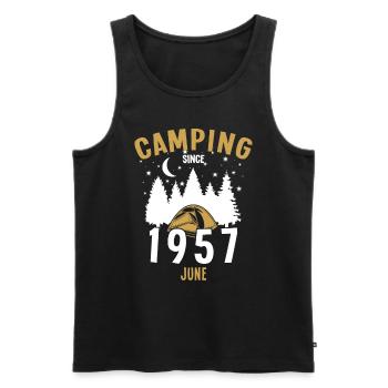 Geburtstag: Camping seit Juni 1957 Zelten - Männer Premium Bio Tank Top - Schwarz - Vorne - Michal (187cm)