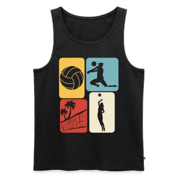 Joueur de volleyball de plage rétro volleyball - Débardeur bio Premium Homme - noir - Devant - Michal (187cm)