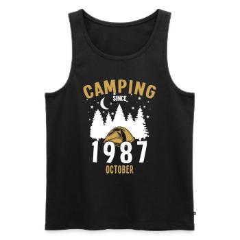 Date de naissance : Camping depuis octobre 1987 Camping - Débardeur bio Premium Homme - noir - Devant - Michal (187cm)