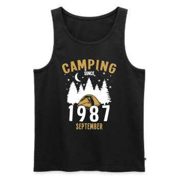 Date de naissance : Camping depuis septembre 1987 Camping - Débardeur bio Premium Homme - noir - Devant - Michal (187cm)
