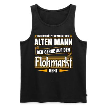 Flohmarkt Händler Trödelmarkt - Männer Premium Bio Tank Top - Schwarz - Vorne - AI Model Male 178 light (178cm)