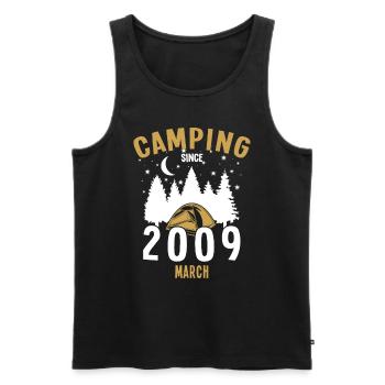 Geburtstag: Camping seit März 2009 Zelten - Männer Premium Bio Tank Top - Schwarz - Vorne - Michal (187cm)