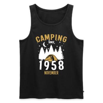 Anniversaire: Camping depuis novembre 1958 Zelten - Débardeur bio Premium Homme - noir - Devant - AI Model Male 178 light (178cm)