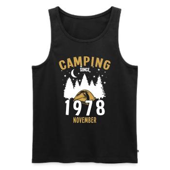 Birthday: Camping since November 1978 Camping - Men's Premium Organic Tank Top - black - Front - Michal (187cm)