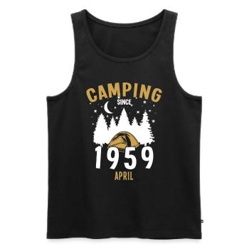 Geburtstag: Camping seit April 1959 Zelten - Männer Premium Bio Tank Top - Schwarz - Vorne - Michal (187cm)
