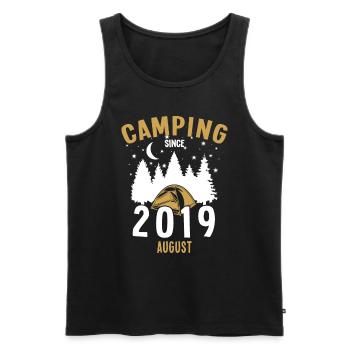 Geburtstag: Camping seit August 2019 Zelten - Männer Premium Bio Tank Top - Schwarz - Vorne - AI Model Male 178 light (178cm)