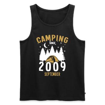 Geburtstag: Camping seit September 2009 Zelten - Männer Premium Bio Tank Top - Schwarz - Vorne - Michal (187cm)