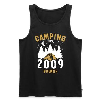 Geburtstag: Camping seit November 2009 Zelten - Männer Premium Bio Tank Top - Schwarz - Vorne - Michal (187cm)