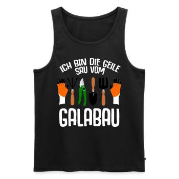 Galabauer Geile Sau vom Galabau - Männer Premium Bio Tank Top - Schwarz - Vorne - Michal (187cm)