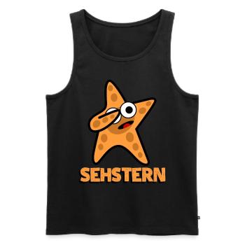 Seestern Sehstern Wortspiel Seesterne - Männer Premium Bio Tank Top - Schwarz - Vorne - Michal (187cm)