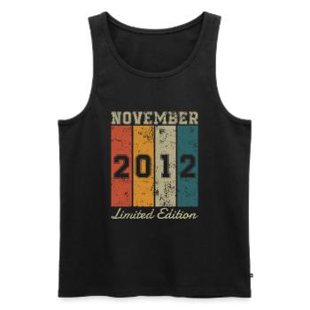 Date de naissance: Novembre 2012 - Limited Edition Retro - Débardeur bio Premium Homme - noir - Devant - Michal (187cm)