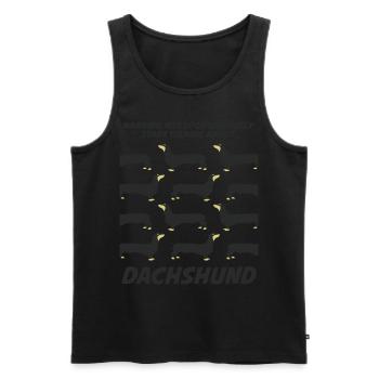Blague du teckel - Débardeur bio Premium Homme - noir - Devant - Michal (187cm)