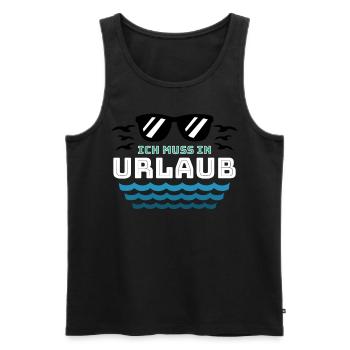 Ich muss in Urlaub - Männer Premium Bio Tank Top - Schwarz - Vorne - AI Model Male 178 light (178cm)