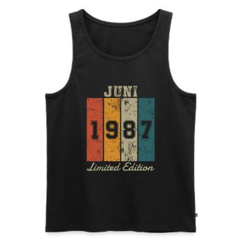 Date de naissance : Juin 1987 - Edition Limitée Rétro - Débardeur bio Premium Homme - noir - Devant - Michal (187cm)