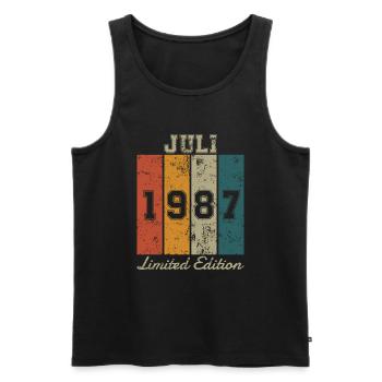 Date de naissance : Juillet 1987 - Edition Limitée Rétro - Débardeur bio Premium Homme - noir - Devant - Michal (187cm)