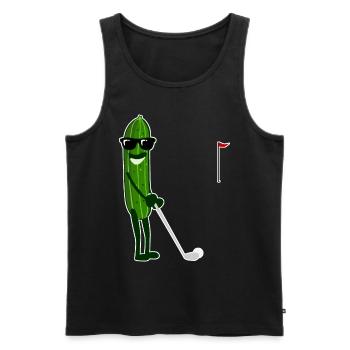 Gurke spielt Golf Gurken - Männer Premium Bio Tank Top - Schwarz - Vorne - AI Model Male 178 light (178cm)
