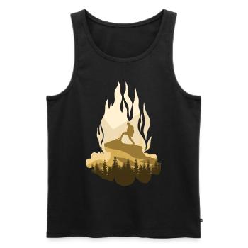 Randonnée en plein air Camping Feu de camp - Débardeur bio Premium Homme - noir - Devant - AI Model Male 178 light (178cm)