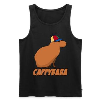Capybara mit Cappy Capybaras - Männer Premium Bio Tank Top - Schwarz - Vorne - AI Model Male 178 light (178cm)
