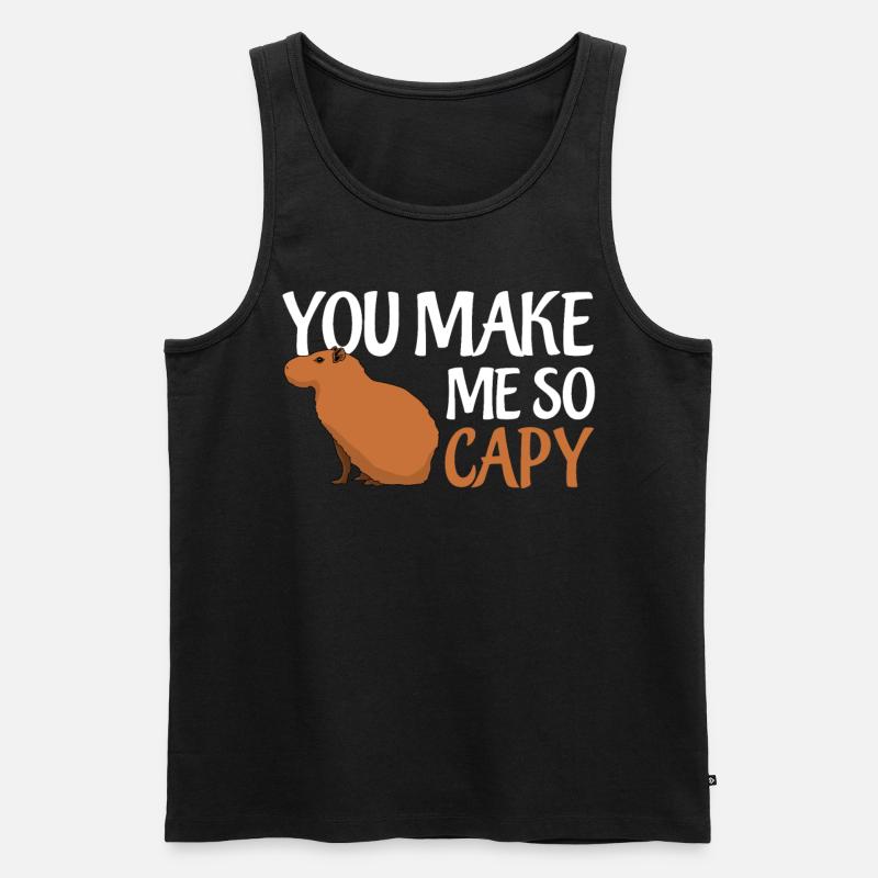 Capybara Happy Capybaras - Männer Premium Bio Tank Top - Schwarz