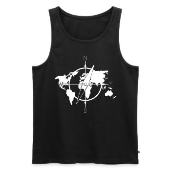 Carte du monde Boussole Cartes du monde - Débardeur bio Premium Homme - noir - Devant - AI Model Male 178 light (178cm)