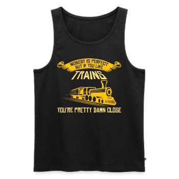 Railway, Engineer, Train, Steam Locomotive - Men's Premium Organic Tank Top - black - Front - AI Model Male 178 light (178cm)