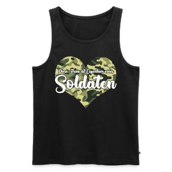 Soldatenfrau Spruch - Männer Premium Bio Tank Top - Schwarz - Vorne - Michal (187cm)