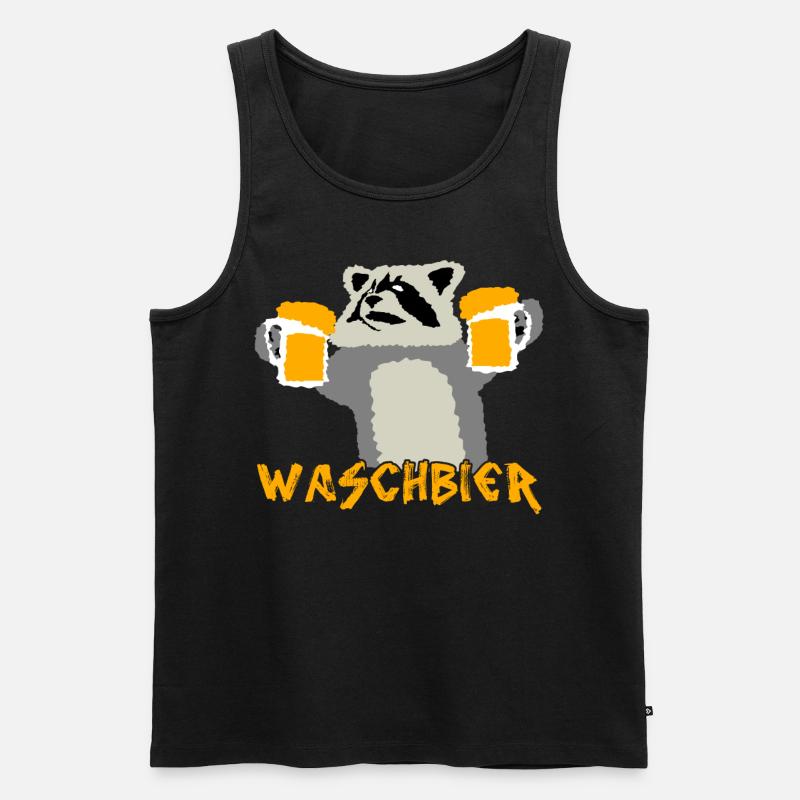 Waschbär mit Bier - Männer Premium Bio Tank Top - Schwarz