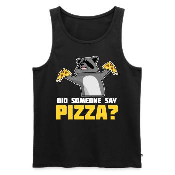 Raton laveur avec pizza - Débardeur bio Premium Homme - noir - Devant - Michal (187cm)