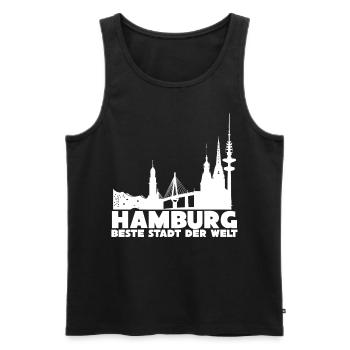 Hamburger Stadt Hamburg - Männer Premium Bio Tank Top - Schwarz - Vorne - Michal (187cm)