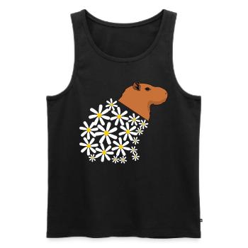 Gänseblümchen Capybara aus Blüten - Männer Premium Bio Tank Top - Schwarz - Vorne - AI Model Male 178 light (178cm)