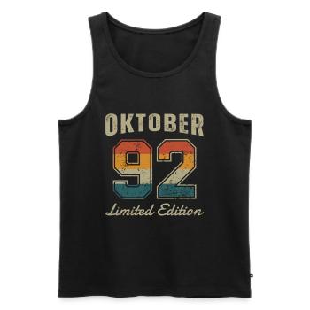 Date de naissance : Octobre 1992 - Edition Limitée Rétro - Débardeur bio Premium Homme - noir - Devant - Michal (187cm)