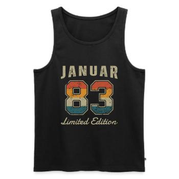 Date de naissance : Janvier 1983 - Edition Limitée Rétro - Débardeur bio Premium Homme - noir - Devant - Michal (187cm)