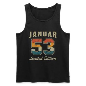 Date de naissance : Janvier 1953 - Edition Limitée Rétro - Débardeur bio Premium Homme - noir - Devant - Michal (187cm)