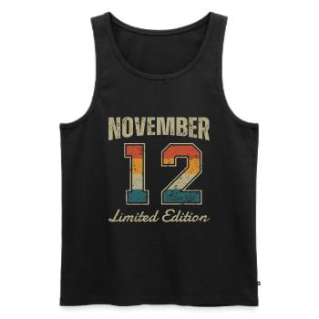 Date de naissance: Novembre 2012 - Limited Edition Retro - Débardeur bio Premium Homme - noir - Devant - Michal (187cm)