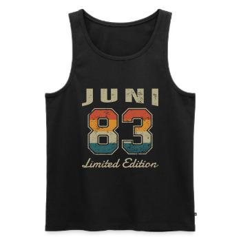 Date de naissance : Juin 1983 - Edition Limitée Rétro - Débardeur bio Premium Homme - noir - Devant - Michal (187cm)