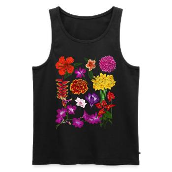 Farbenfrohe Blumen Hobbygärtner Geschenk Botanik - Männer Premium Bio Tank Top - Schwarz - Vorne - Michal (187cm)