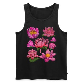 Lotus Blossom Garden Flowers Gardener Gift Botany - Men's Premium Organic Tank Top - black - Front - Michal (187cm)